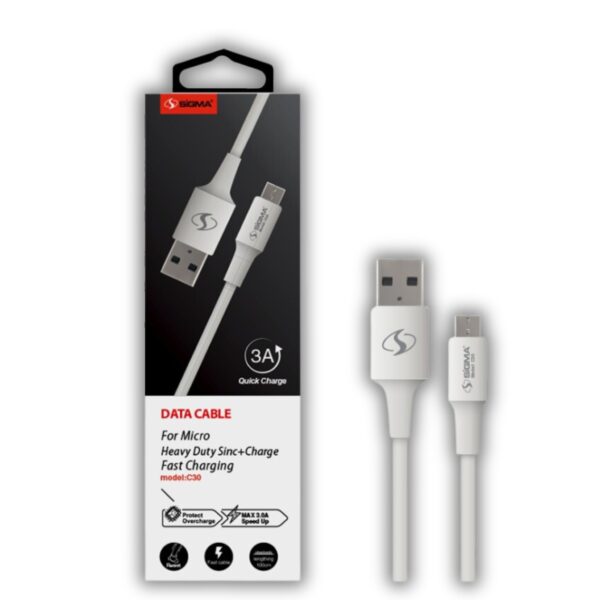 Sigma Data Cable For Micro Usb 3.0 Ampere 1 Meter C30 1 Piece, 1 Unit