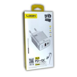 Login Charger Dual Port Usb-a Usb-c 20 Watt With Usb-c To Usb-c Cables Lt-pd30 1 Piece, 1 Unit