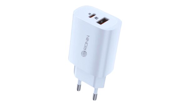 Ronin R-628 Charger 20w Dual Port Usb A Usb C Support Pd Qc Afc & Vooc With Type C To Type C Cable 1pc, 1 Unit