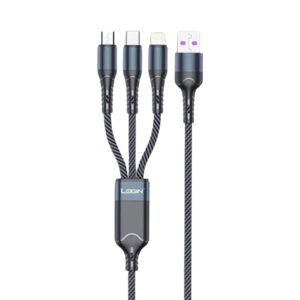 Login Quick Charge Denim Braided 3 In 1 Data Cable Micro Type C Lightning 1 Piece, 1 Unit