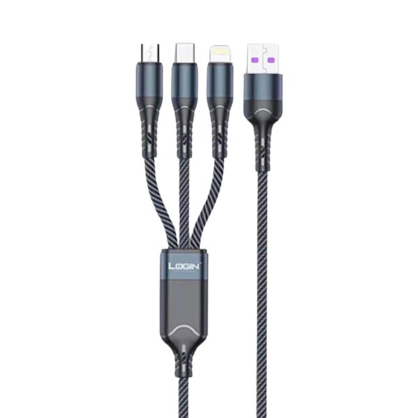 Login Quick Charge Denim Braided 3 In 1 Data Cable Micro Type C Lightning 1 Piece, 1 Unit