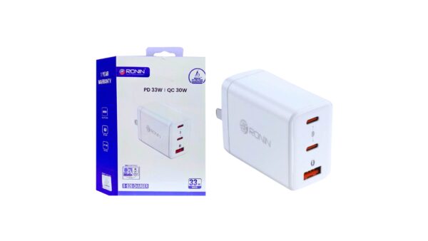 Ronin R-928 Charger Usb-c Dual Pd 33w Usb-a Qc 30w With Type-c To Type-c Cable 1pc, 1 Unit