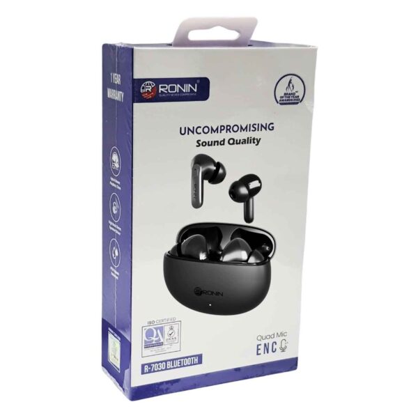 Mi Ronin R-7030 Black Earbuds Quad Mic Enc Ipx4 Upto 6 Hours Playback Time 1 Piece, 1 Unit