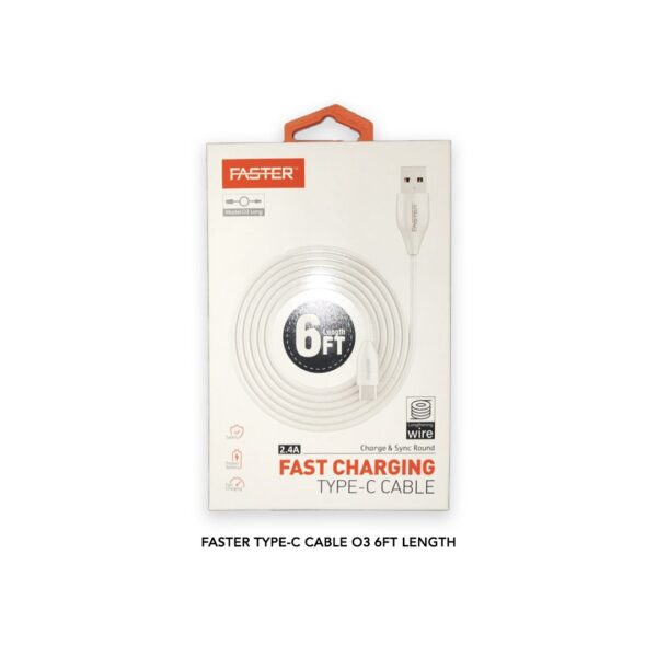 Faster Type C Cable O3 6ft Length, 1 Unit