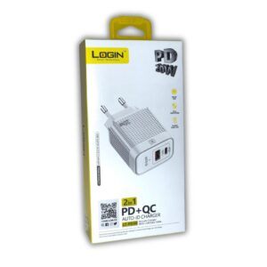 Login Charger Dual Port Usb-a Usb-c 20 Watt With Usb-c To Lightning Cablesl-pd30 - 1 Piece, 1 Unit