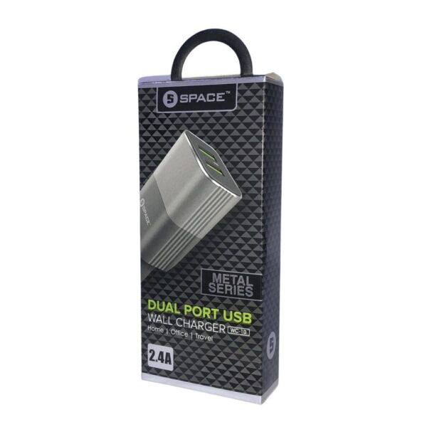 Space Dual Port Usb Charger 2.4a Wc-10, 1 Unit
