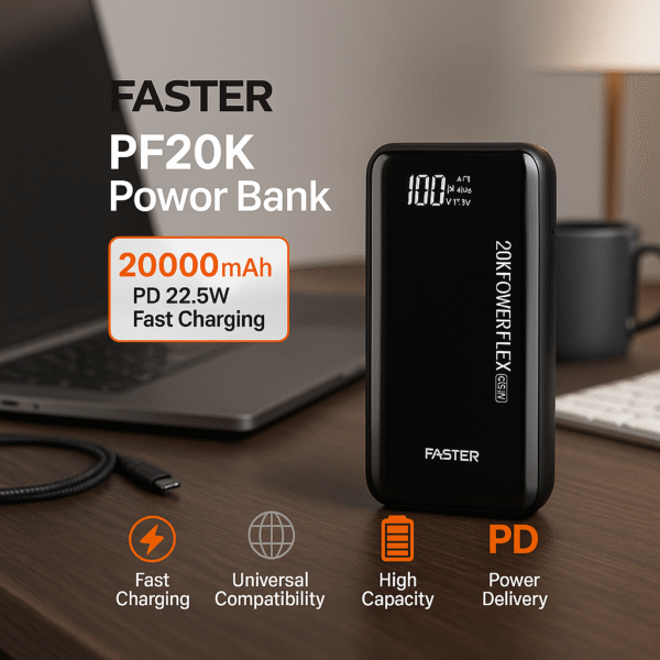 Faster PF20K Power Bank – 20000mAh PD 22.5W Fast Charging