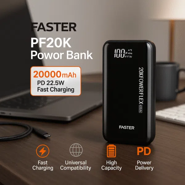 Faster PF20K Power Bank – 20000mAh PD 22.5W Fast Charging