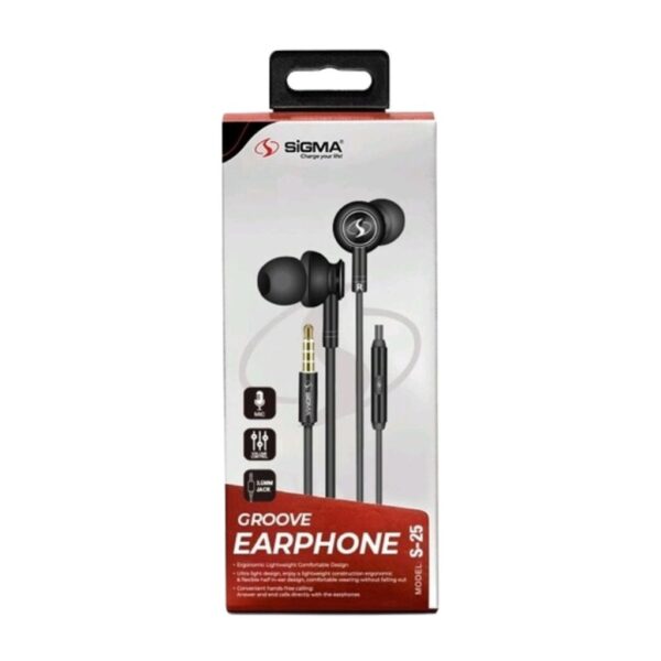 Sigma 3.5mm Earphone Hd Call Clear Voice S25 1 Piece, 1 Unit