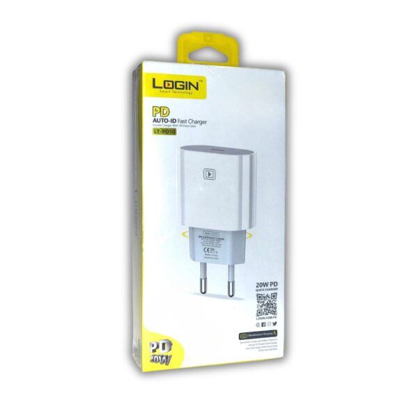 Login Charger Usb C 20 Watt With Usb C To Lightning Cable 1 Piece, 1 Unit
